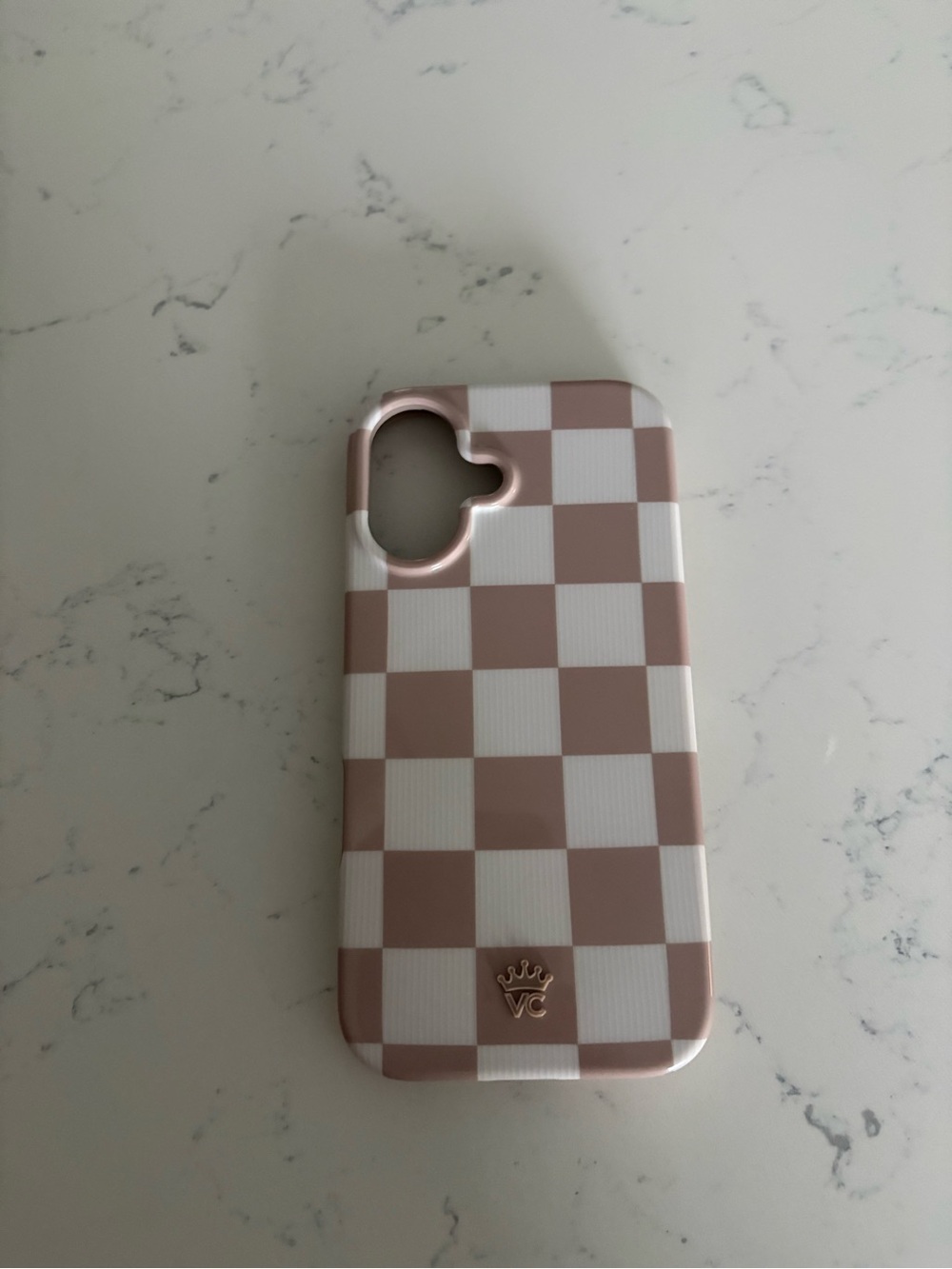 Velvet Caviar Checkerboard Nude & White iPhone 16 Case